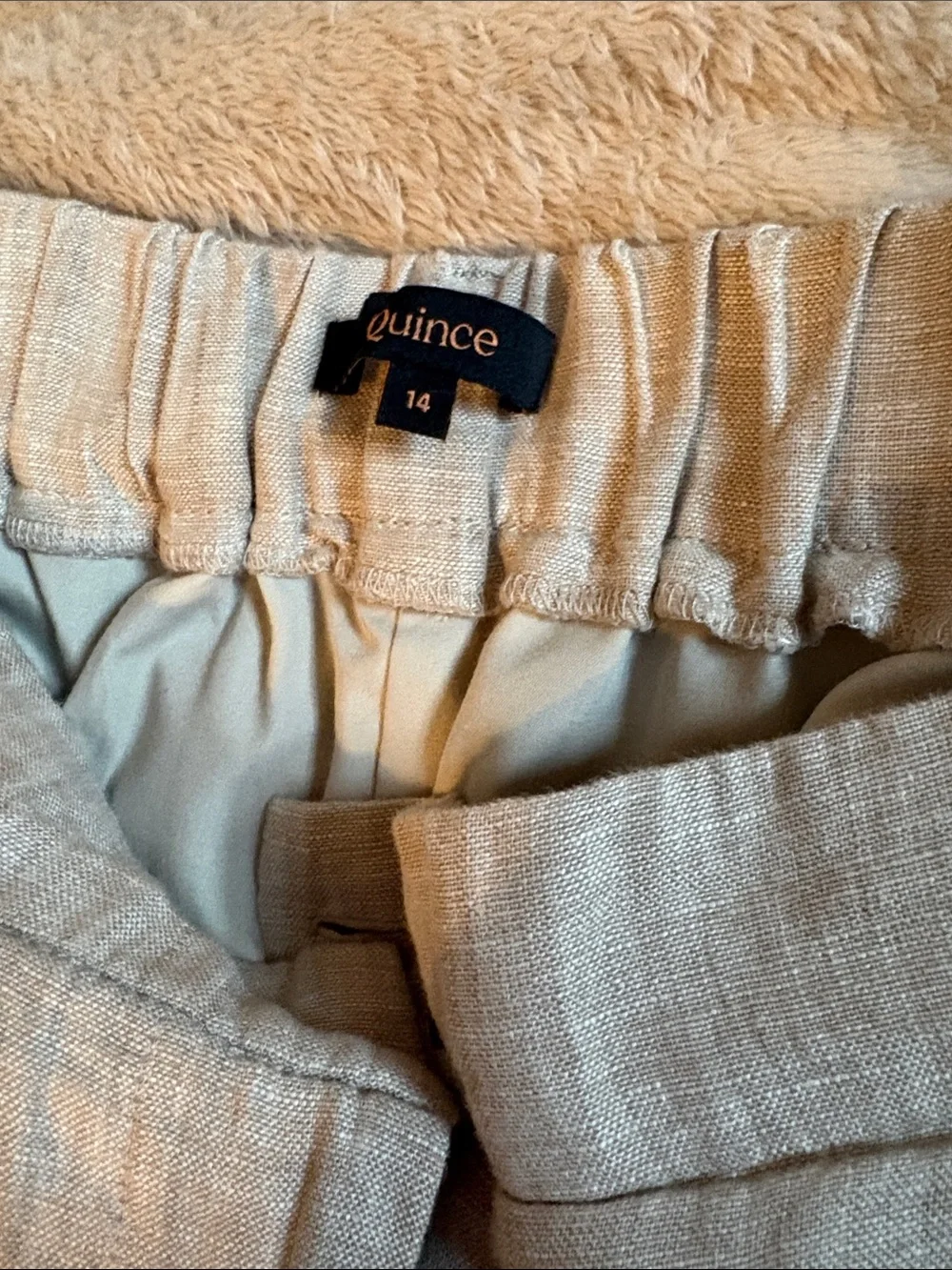 Quince Light Beige Wide-Leg Linen Trousers